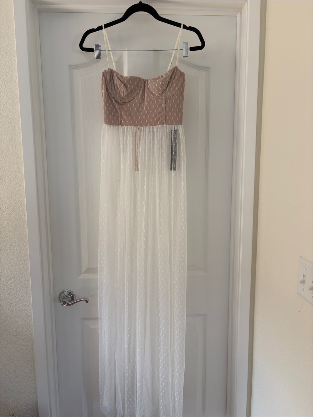 NWT White Fox Boutique Nude and White Maxi Dress